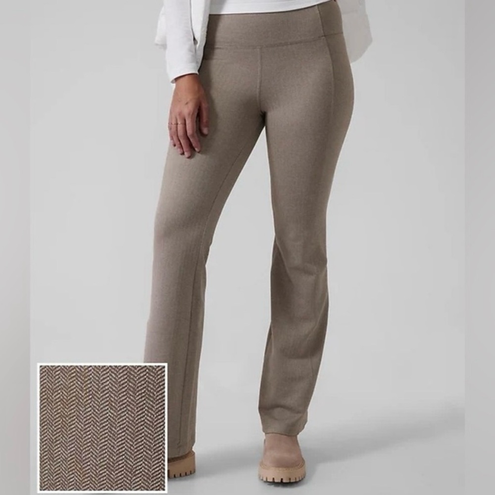 ATHLETA Bluff Grey Delancey Herringbone Flare Pants Active Athletic Business XXS